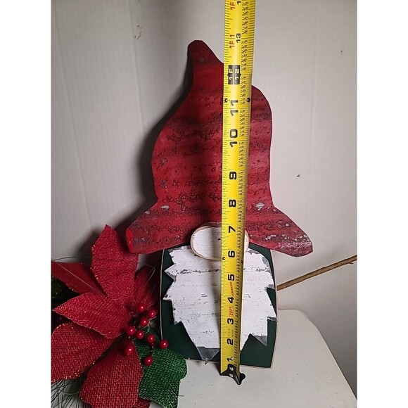NWT Rustic Handmade Metal/ Wood 15"x 8" Christmas Gnome - Picture 3 of 5